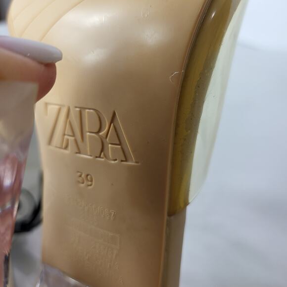 Zara Size 8 Clear Slip ON Acrylic Pump Slide High Heel Shoes Mule NWT *Flaw 726 - Picture 12 of 12